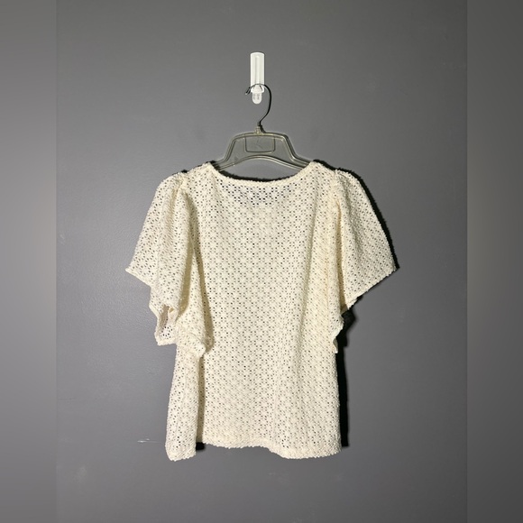 Madewell Texture & Thread Eyelet Flutter Sleeve Top Womens Size Large - Picture 3 of 5